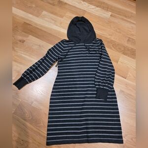 Striped Black and Gray Hooded Dress-NWT